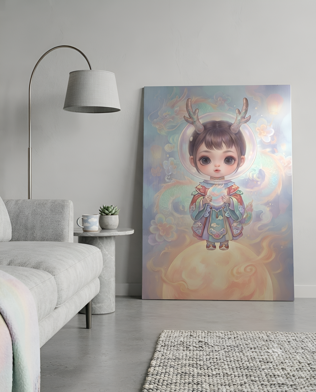 Lunar Dragon Guardian Art Print Metal Poster