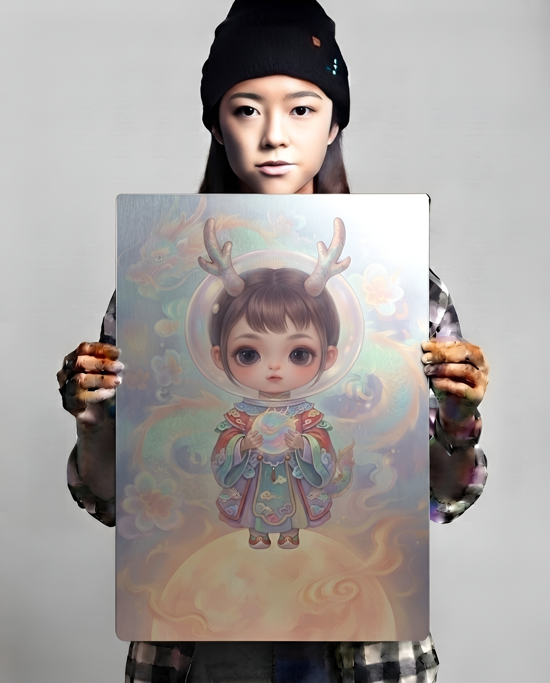 Lunar Dragon Guardian Art Print Metal Poster