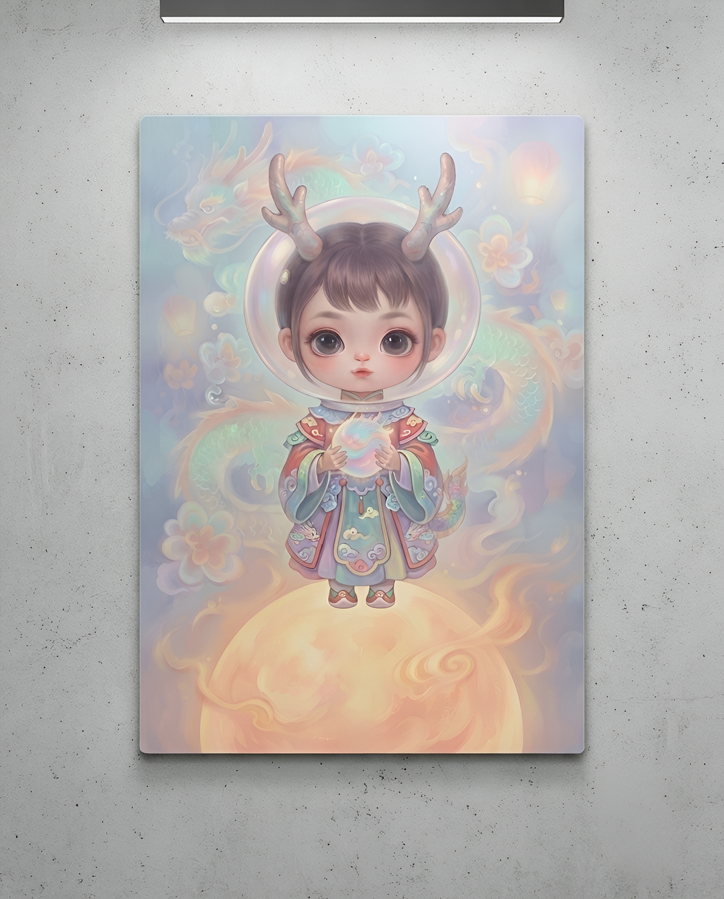 Lunar Dragon Guardian Art Print Metal Poster