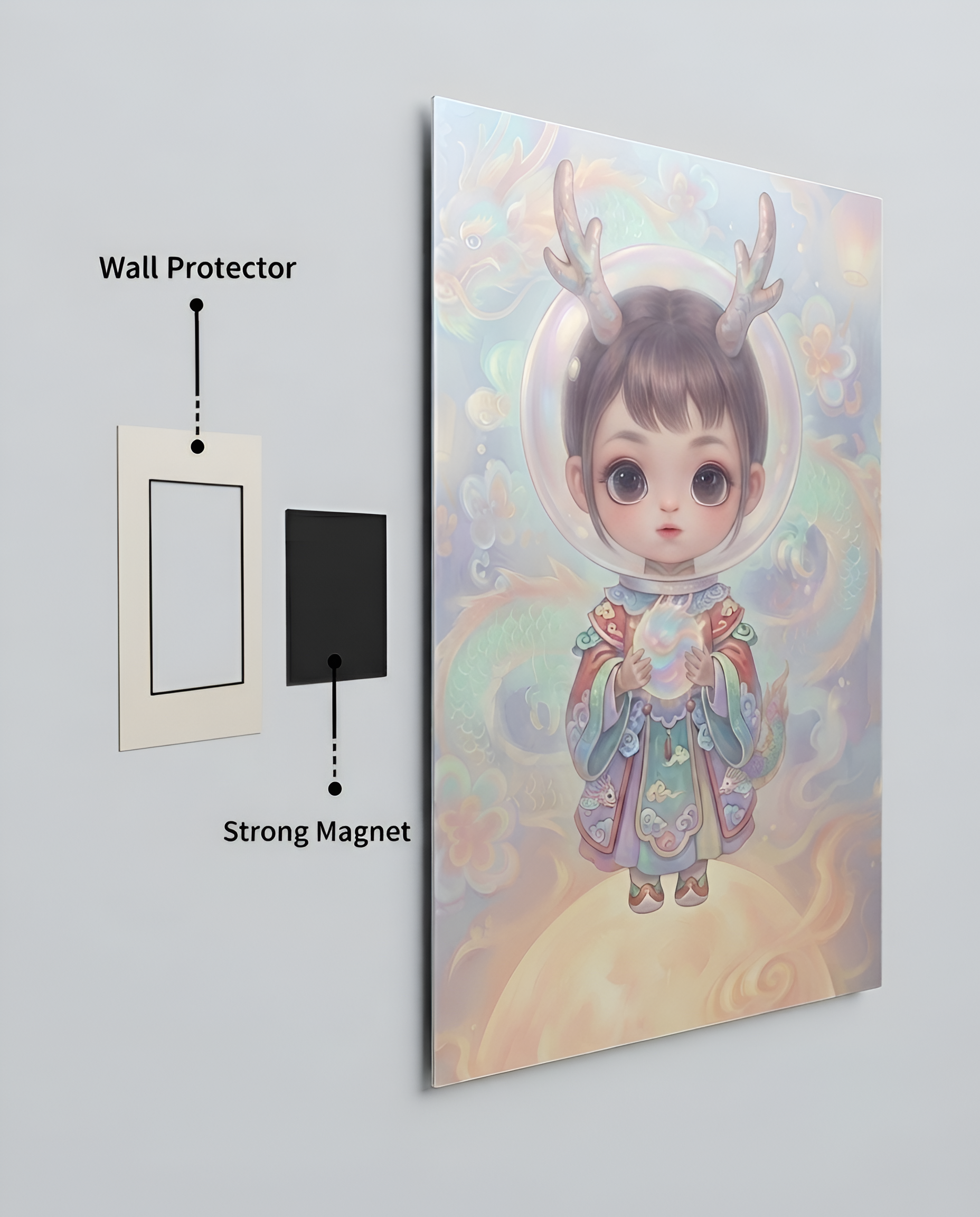 Lunar Dragon Guardian Art Print Metal Poster