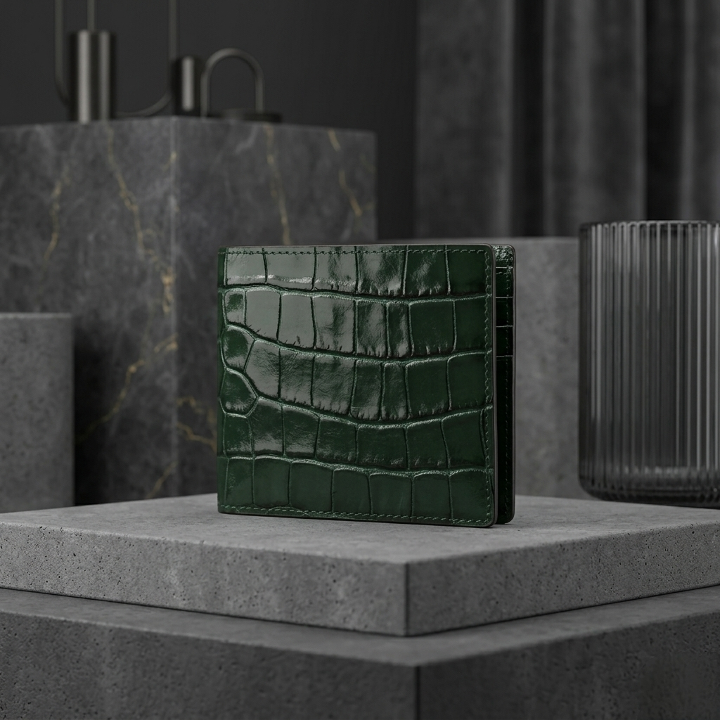 PourHide Wallet - Top Grain Crocodile Pattern Calfskin from Italy
