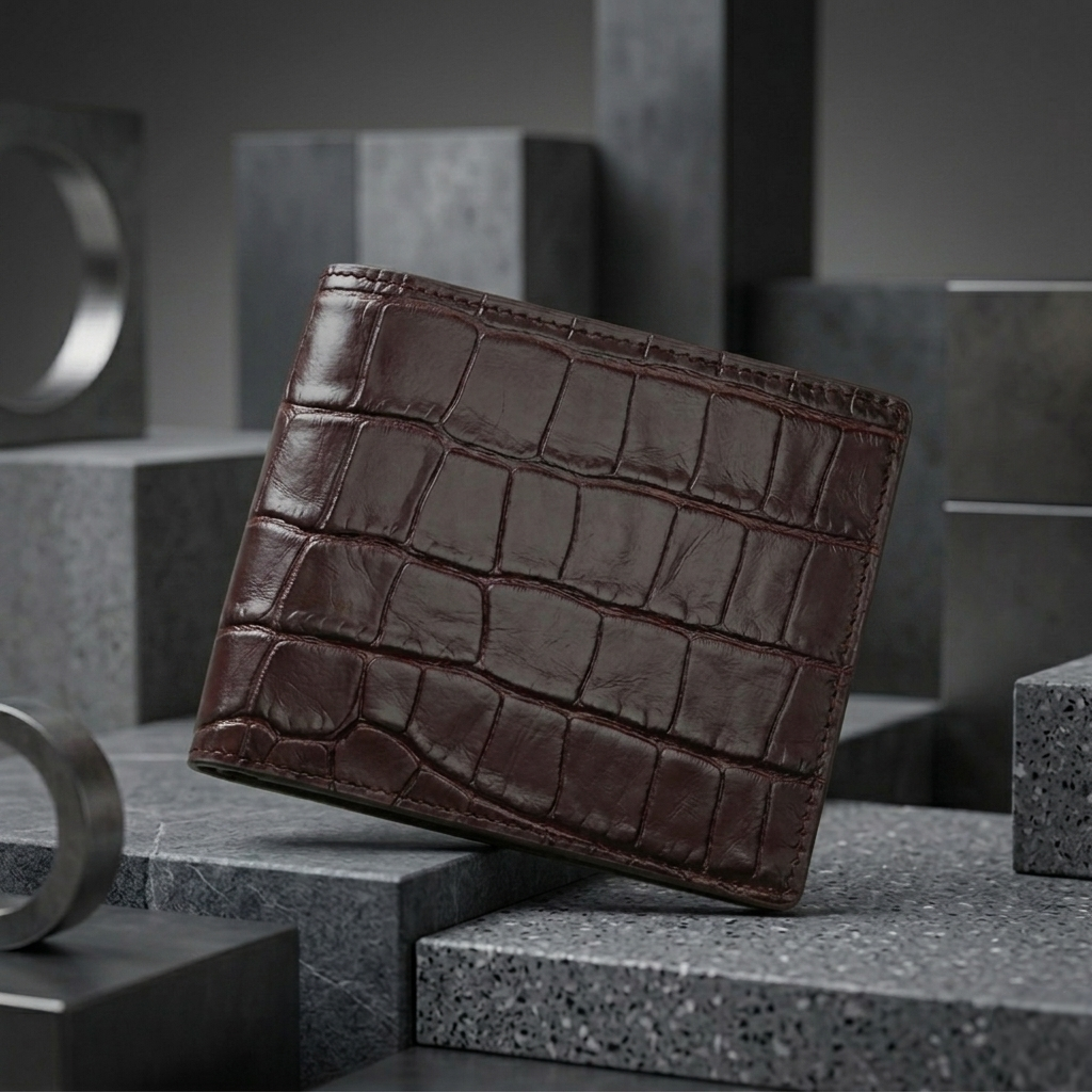 PourHide Wallet - Top Grain Crocodile Pattern Calfskin from Italy