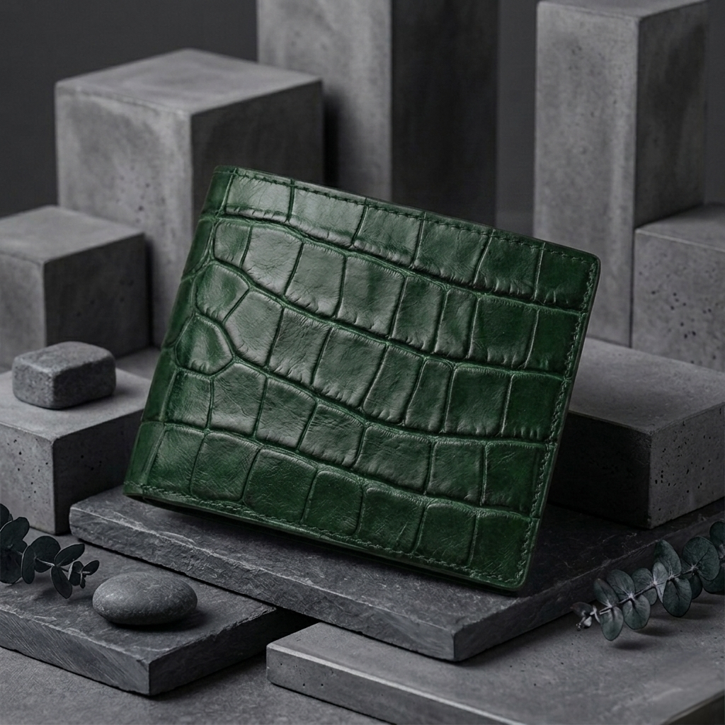 PourHide Wallet - Top Grain Crocodile Pattern Calfskin from Italy