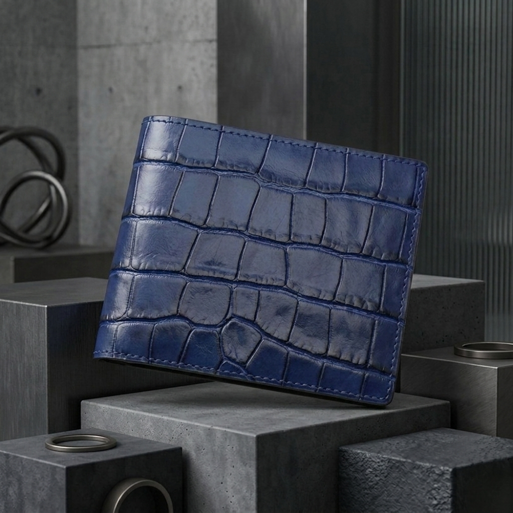 PourHide Wallet - Top Grain Crocodile Pattern Calfskin from Italy