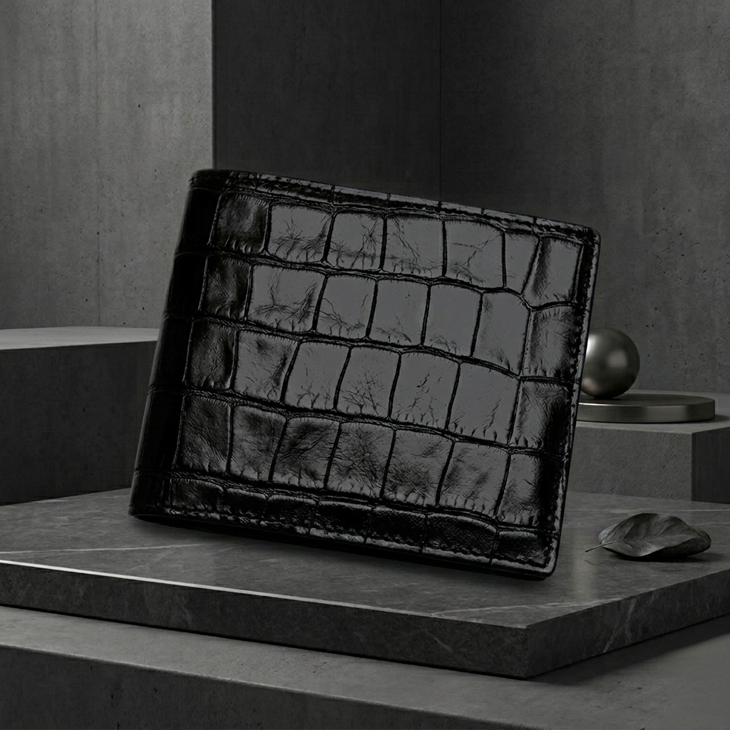 PourHide Wallet - Top Grain Crocodile Pattern Calfskin from Italy