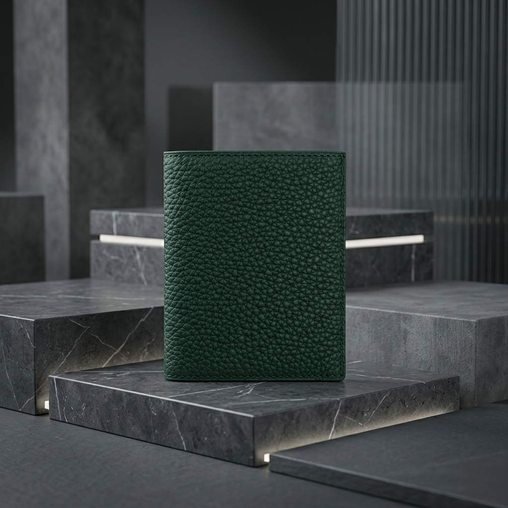 PourHide Minimalist Green Wallet - Top Grain Pebble Pattern Cow Leather