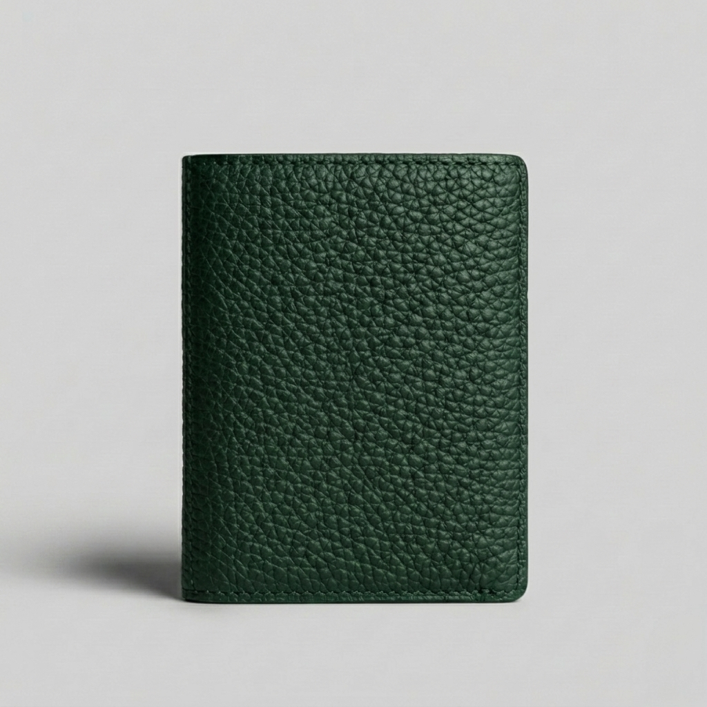 PourHide Minimalist Green Wallet - Top Grain Pebble Pattern Cow Leather