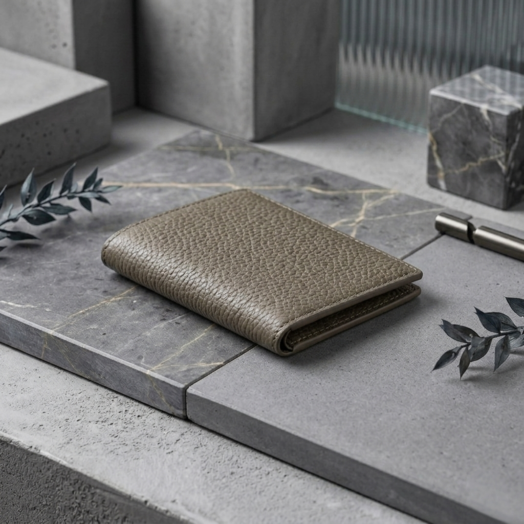 PourHide Minimalist Etoupe Wallet - Top Grain Pebble Pattern Cow Leather