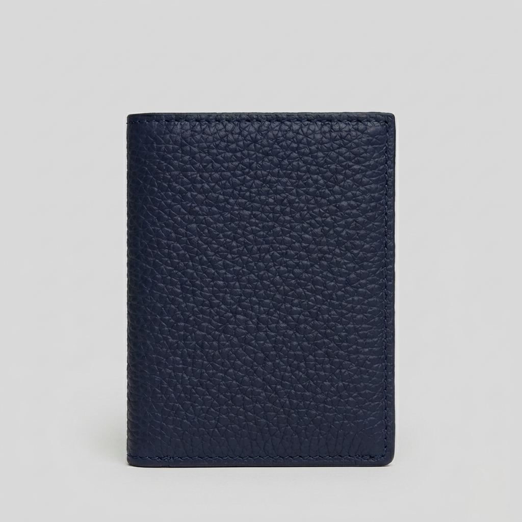 PourHide Minimalist  blue Wallet - Top Grain Pebble Pattern Cow Leather