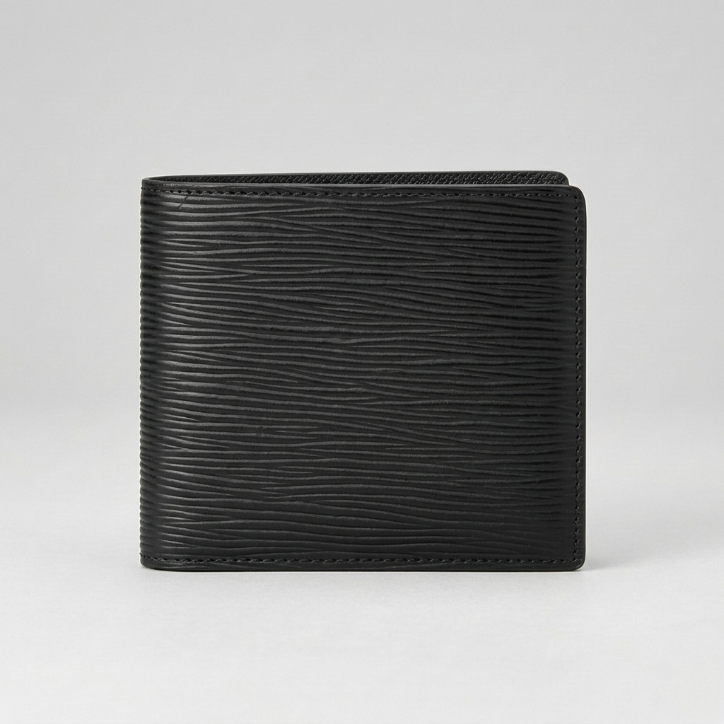 PourHide Black Leather Wallet - EPI Pattern Top Grain Cow Leather