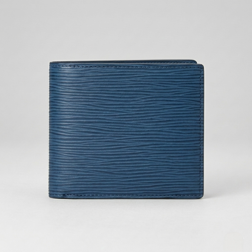 PourHide Blue Leather Wallet - EPI Pattern Top Grain Cow Leather