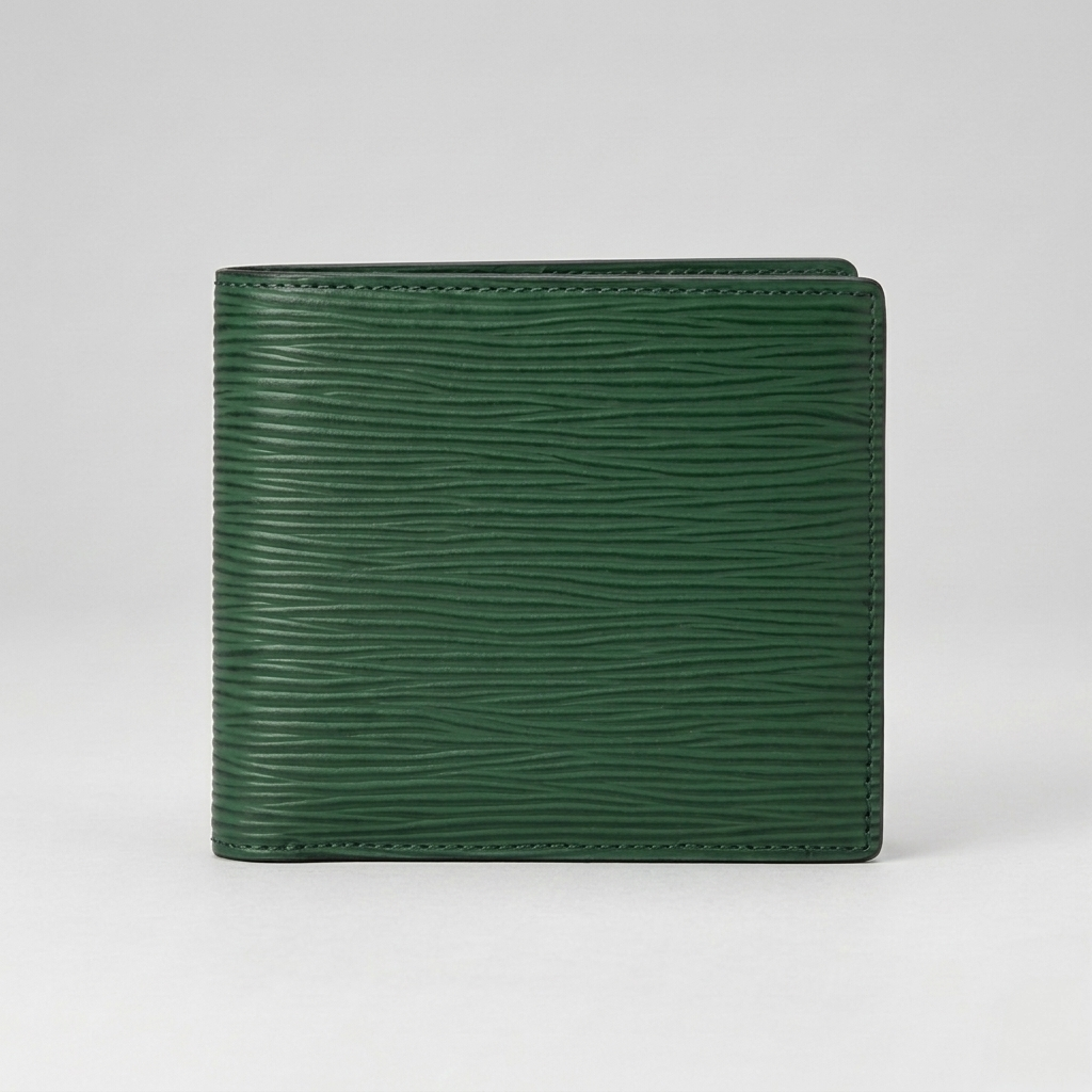 PourHide Green Leather Wallet - EPI Pattern Top Grain Cow Leather