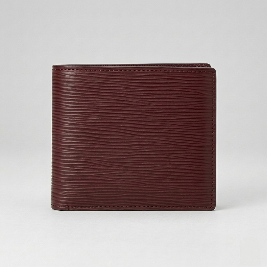 PourHide Burgundy Leather Wallet - EPI Pattern Top Grain Cow Leather