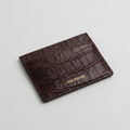 PourHide Burgendy Card Case - Crocodile Pattern Calf Skin from Italy