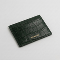 PourHide Dark Green Card Case - Crocodile Pattern Calf Skin from Italy