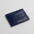 PourHide Blue Card Case - Crocodile Pattern Calf Skin from Italy
