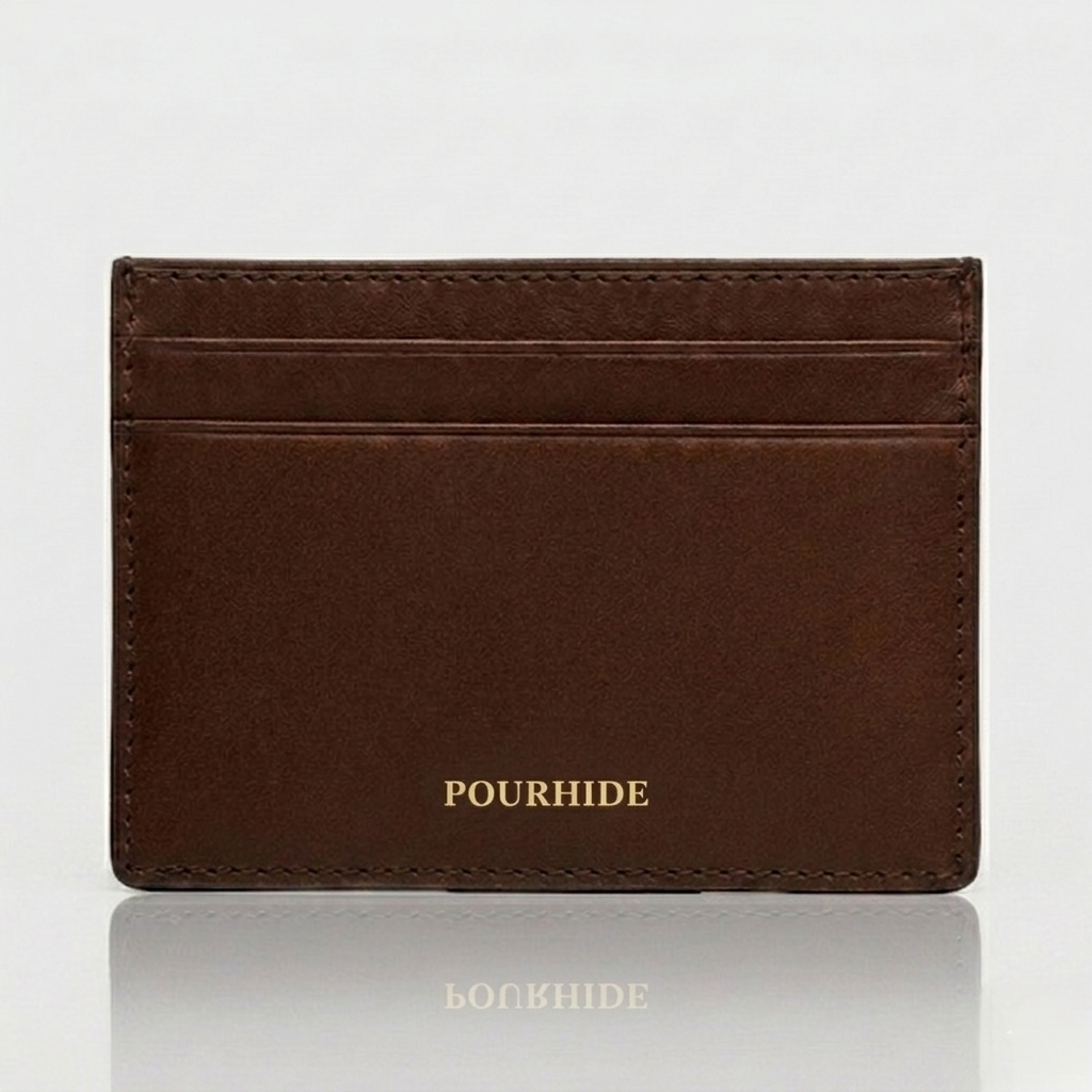 PourHide Brown Card Case - Italian Vegetable Tanned Leather