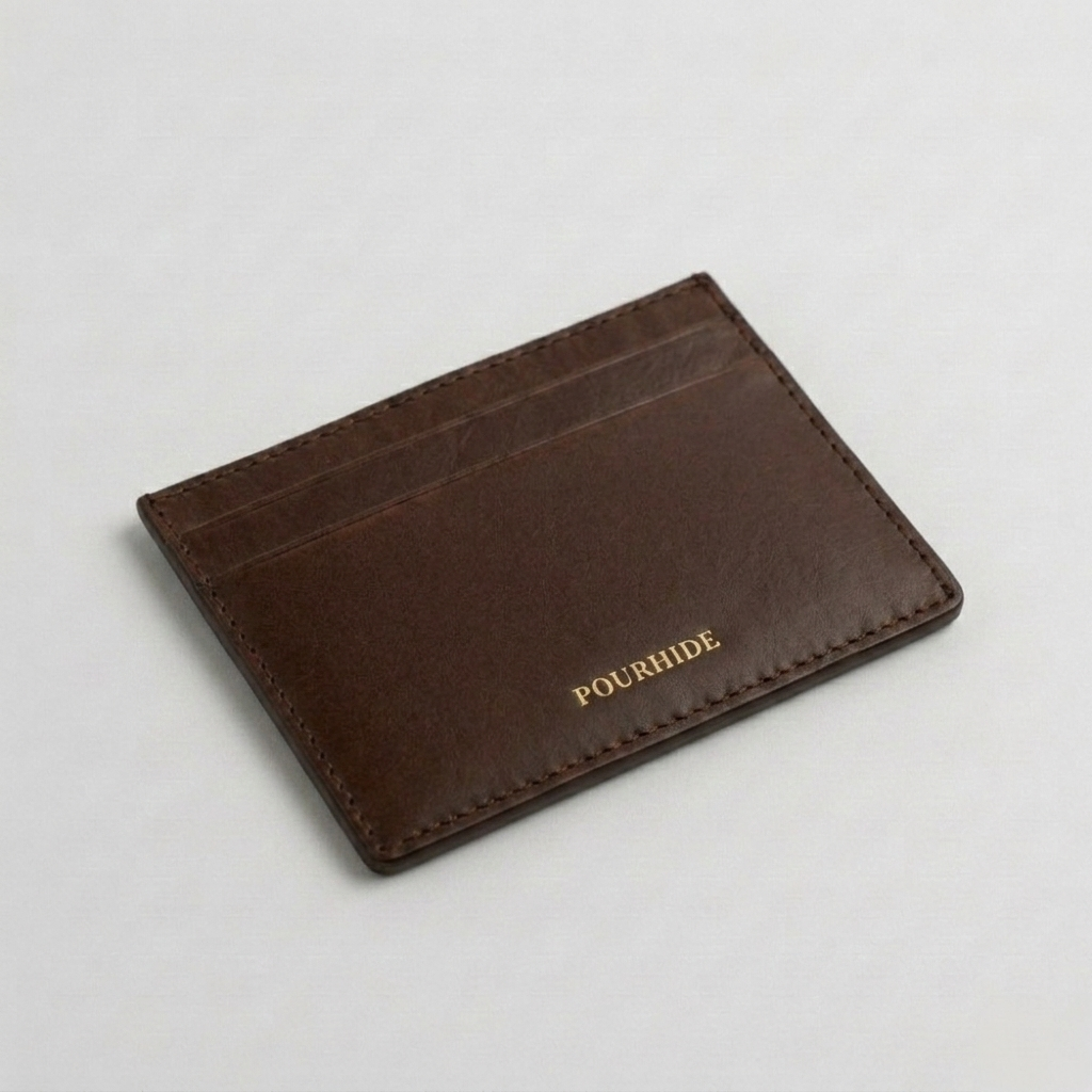 PourHide Brown Card Case - Italian Vegetable Tanned Leather