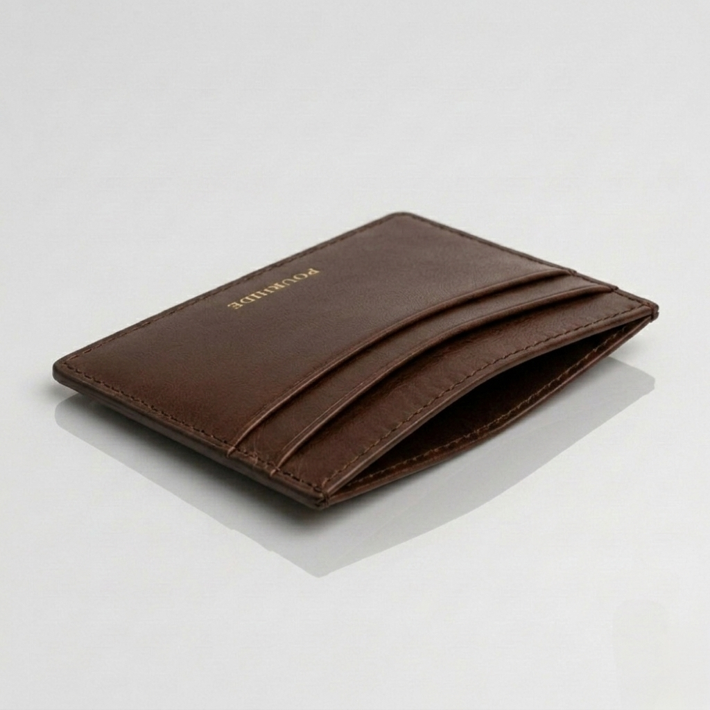 PourHide Brown Card Case - Italian Vegetable Tanned Leather