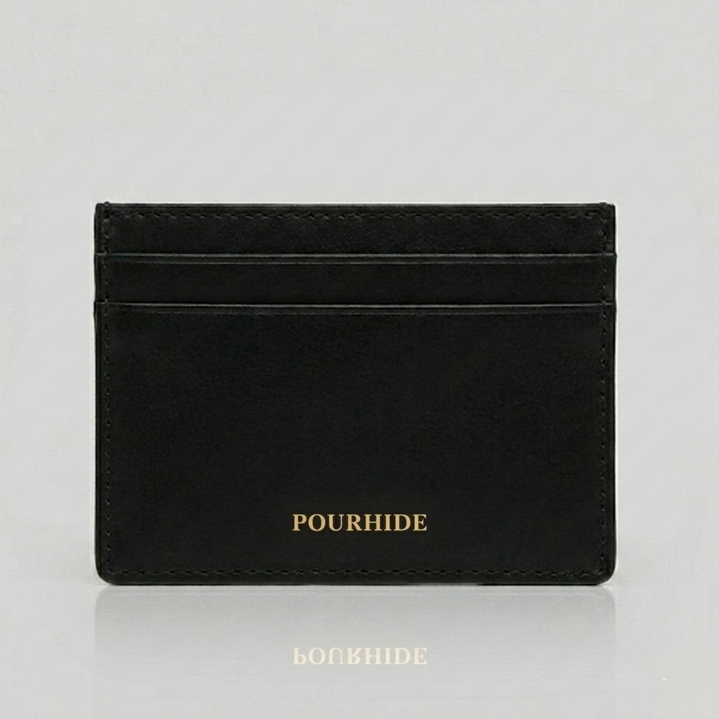 PourHide Black Card Case - Italian Vegetable Tanned Leather