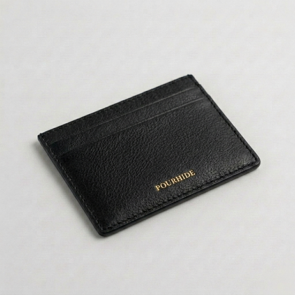 PourHide Black Card Case - Italian Vegetable Tanned Leather