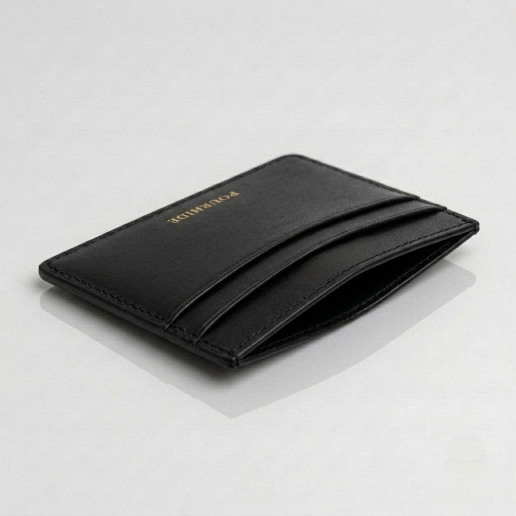 PourHide Black Card Case - Italian Vegetable Tanned Leather