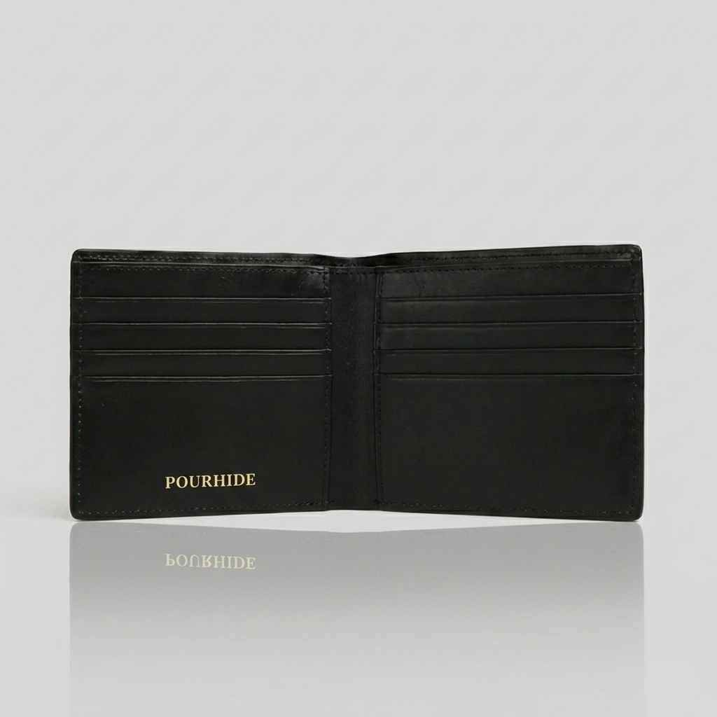PourHide Blue Leather Wallet - EPI Pattern Top Grain Cow Leather