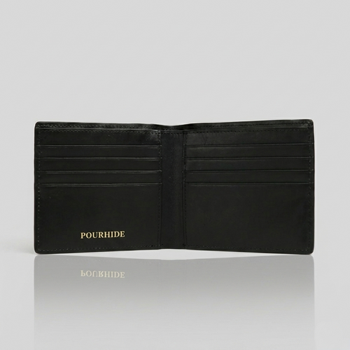 PourHide Black Leather Wallet - EPI Pattern Top Grain Cow Leather
