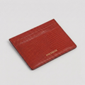 PourHide Red Card Holder - Italian Lizard Pattern Cow Leather
