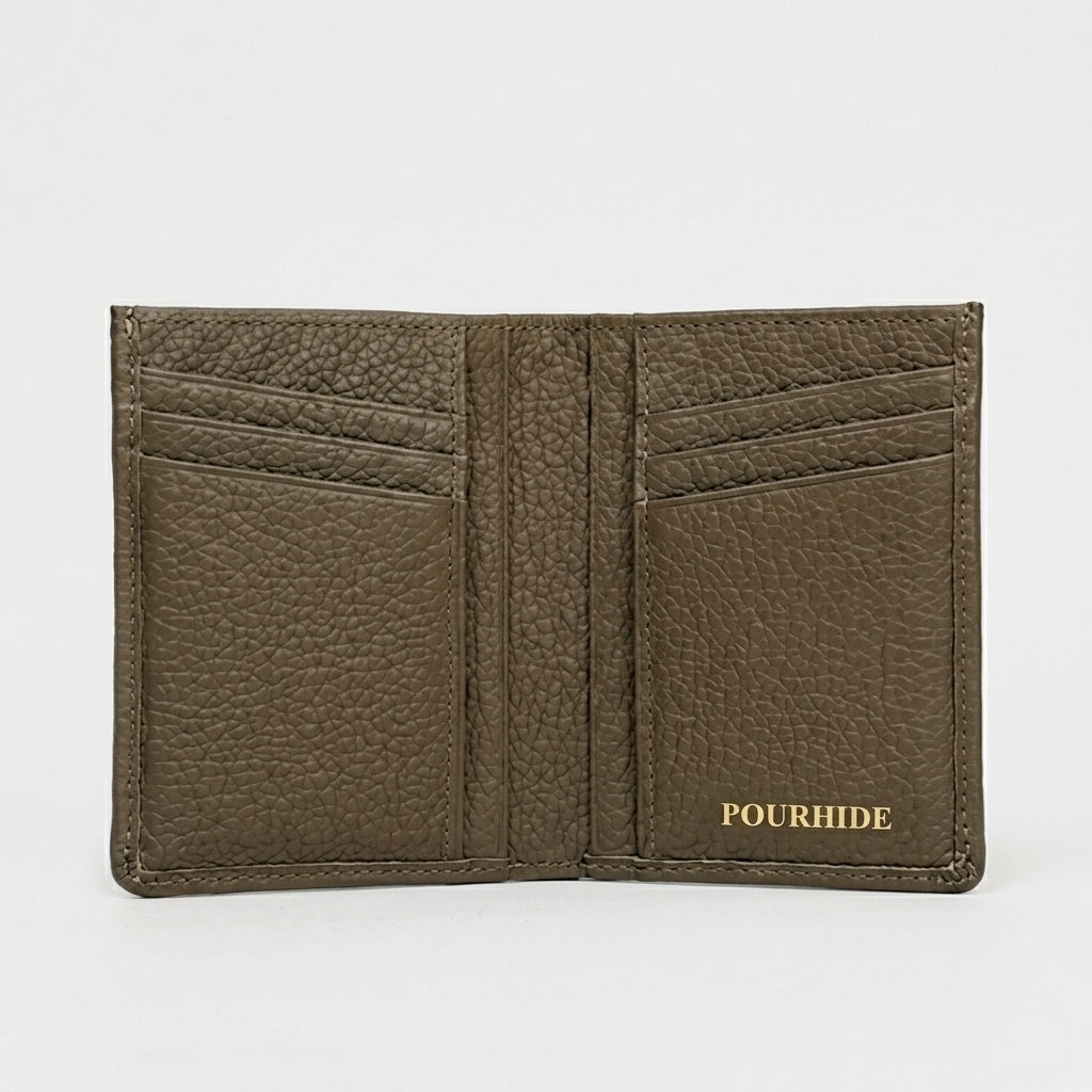 PourHide Minimalist Etoupe Wallet - Top Grain Pebble Pattern Cow Leather
