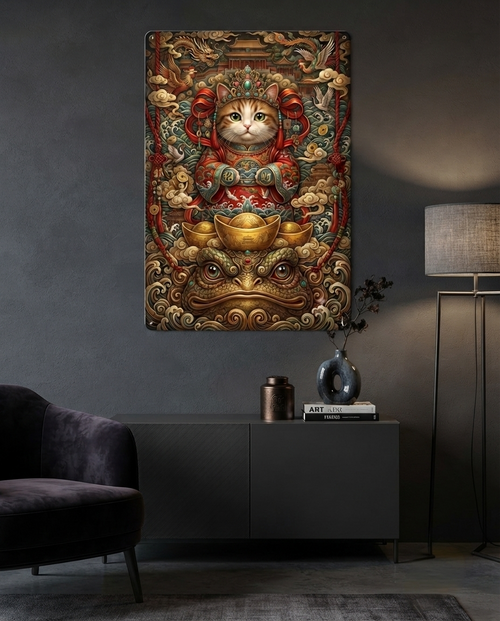 Imperial Wealth Cat & Mythic Toad Metal Poster