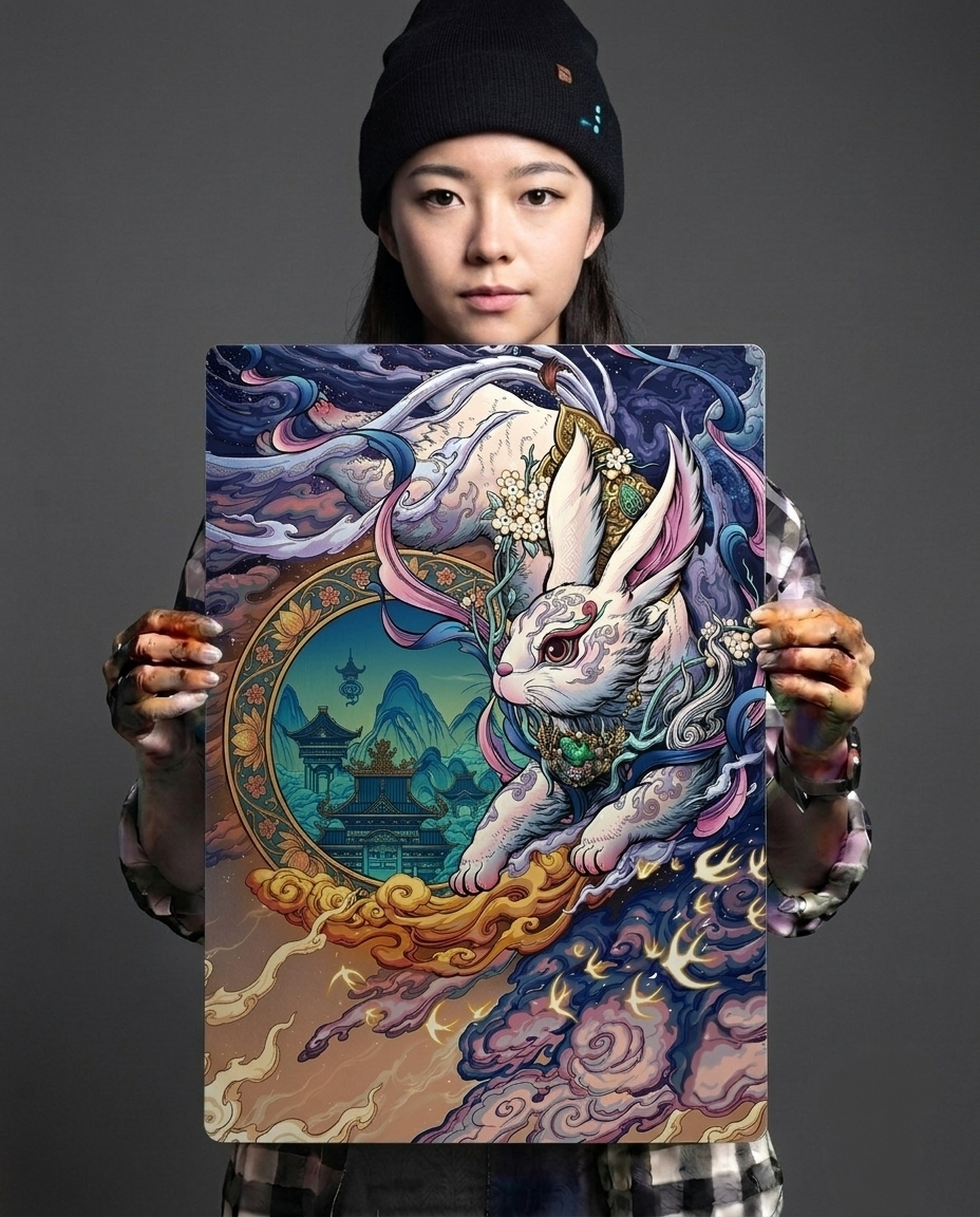 Leap of the Jade Rabbit Metal Print Poster