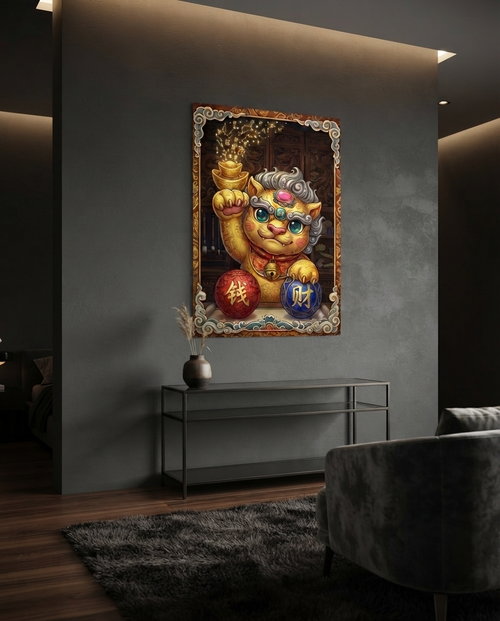 Golden Pixiu Stardust Riches Metal Print Poster