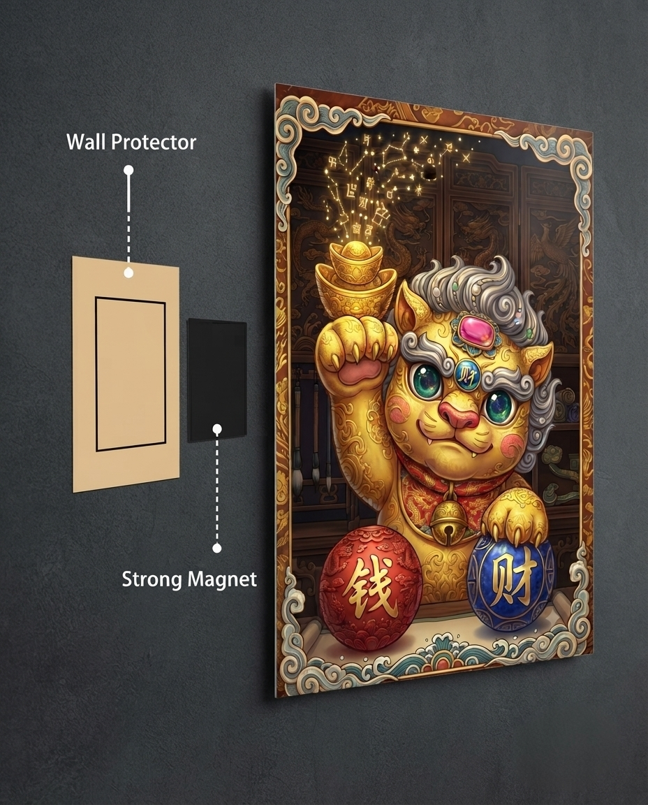 Golden Pixiu Stardust Riches Metal Print Poster