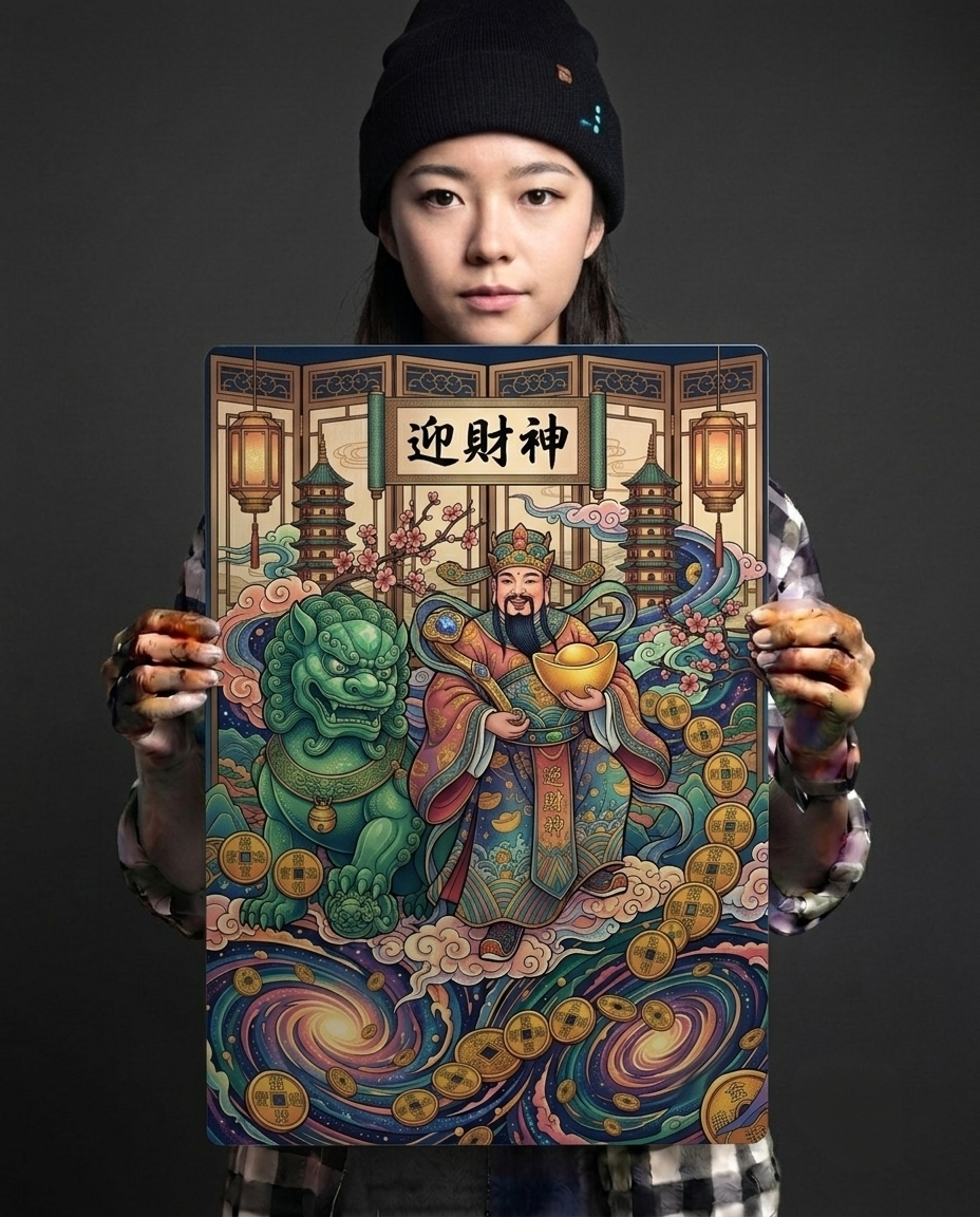 Caishen & The Cosmic River of Gold Metal Print Poster