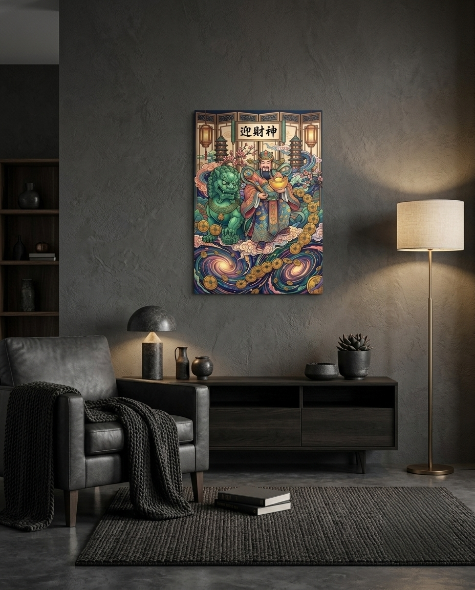 Caishen & The Cosmic River of Gold Metal Print Poster