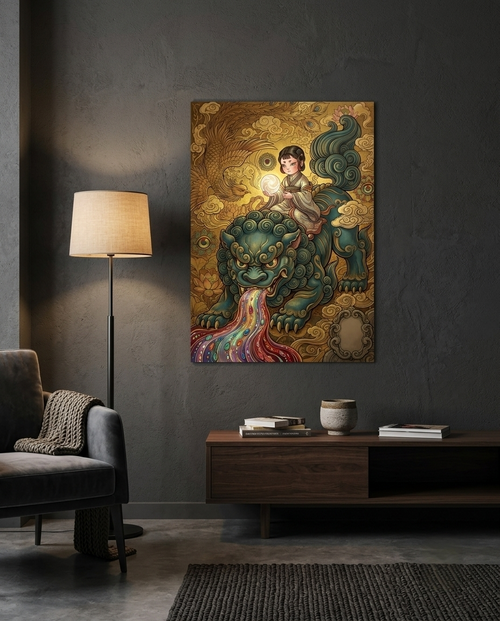 Celestial Pearl & The Jade Lion Metal Print Poster