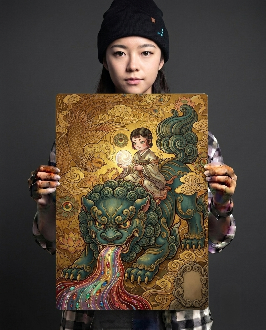 Celestial Pearl & The Jade Lion Metal Print Poster
