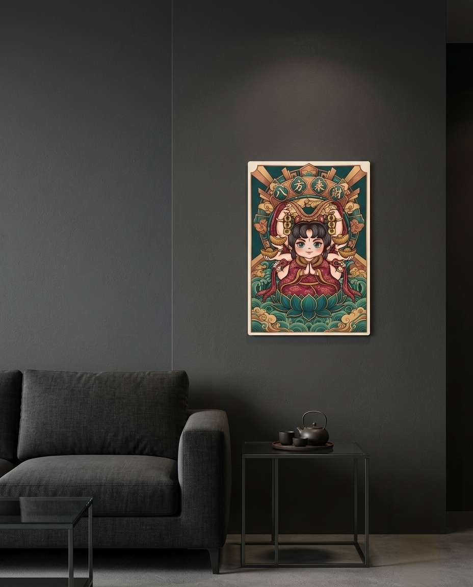 The Little Lotus Deity of Riches Metal Print Poster