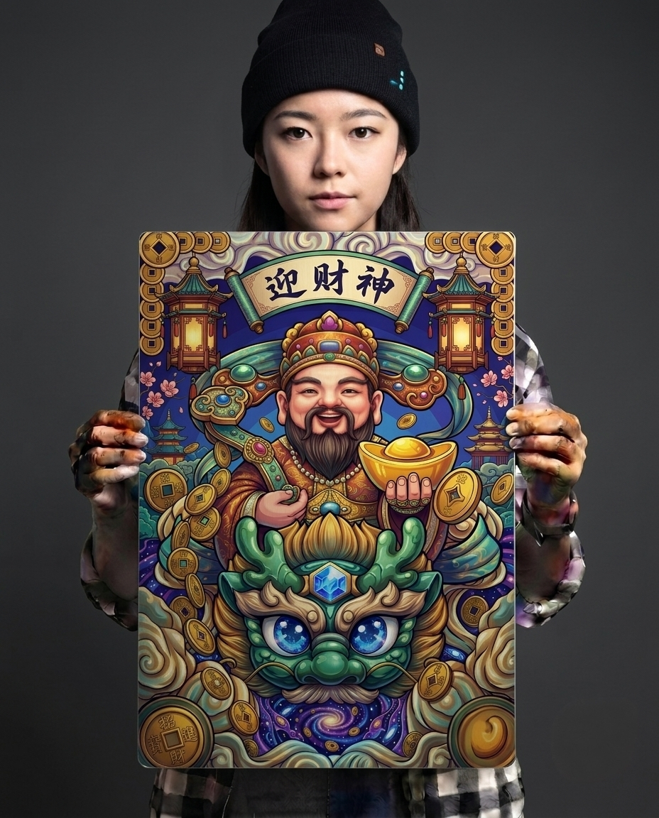 Welcoming the God of Wealth Metal Print Poster