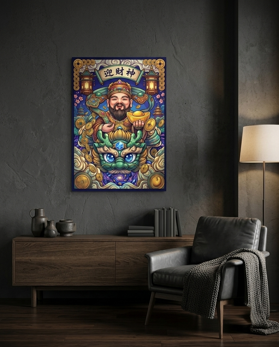 Welcoming the God of Wealth Metal Print Poster