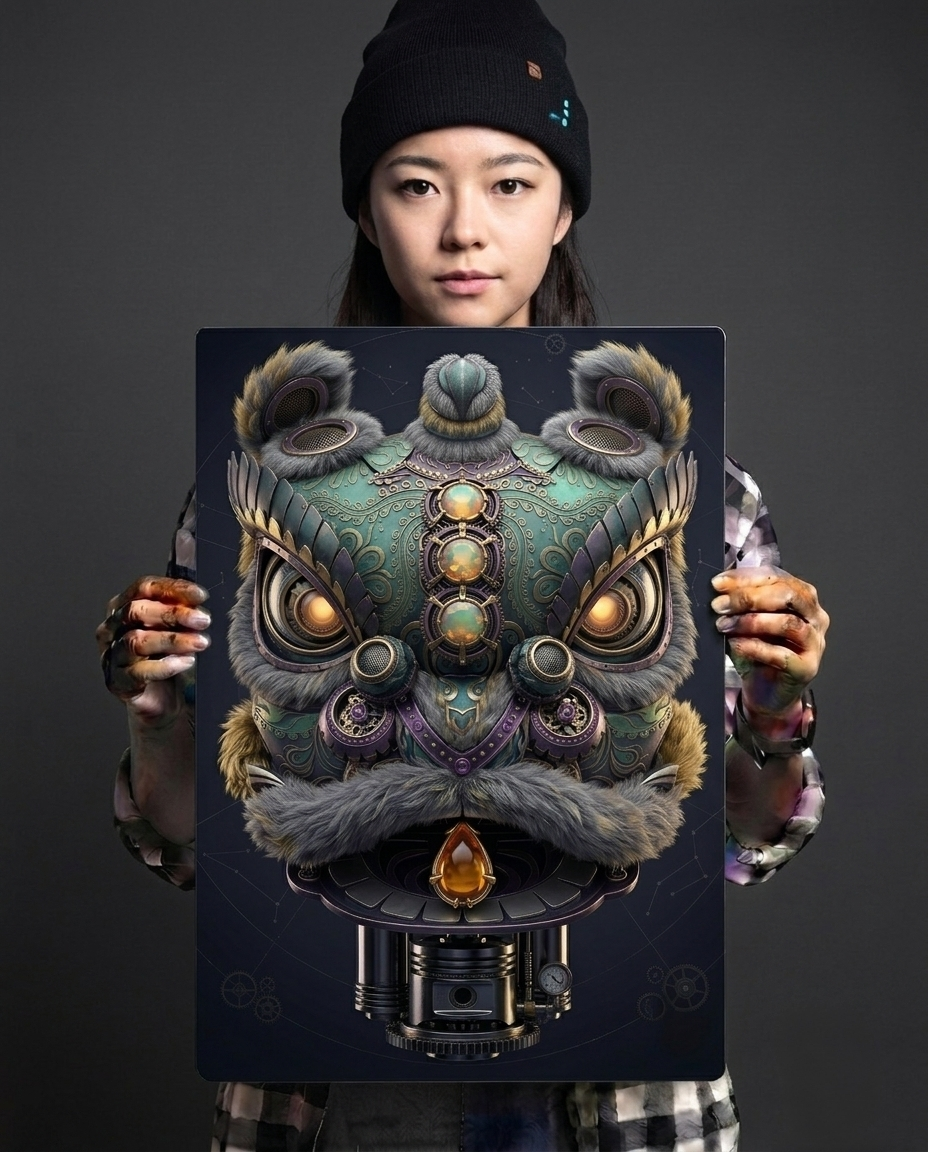 Piston & Jade Fortune Lion Metal Print Poster