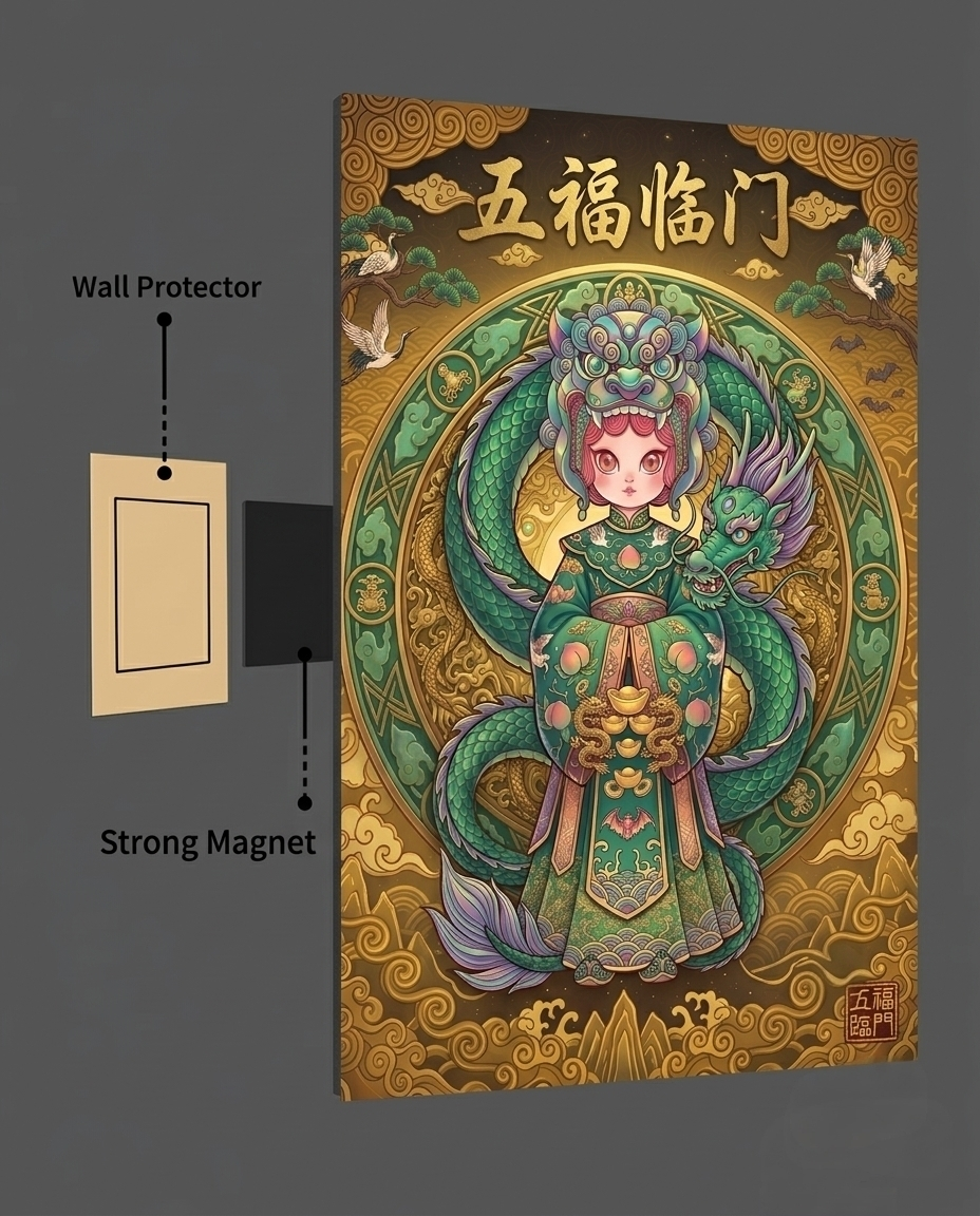 The Coiled Golden Dragon Metal Print Poster