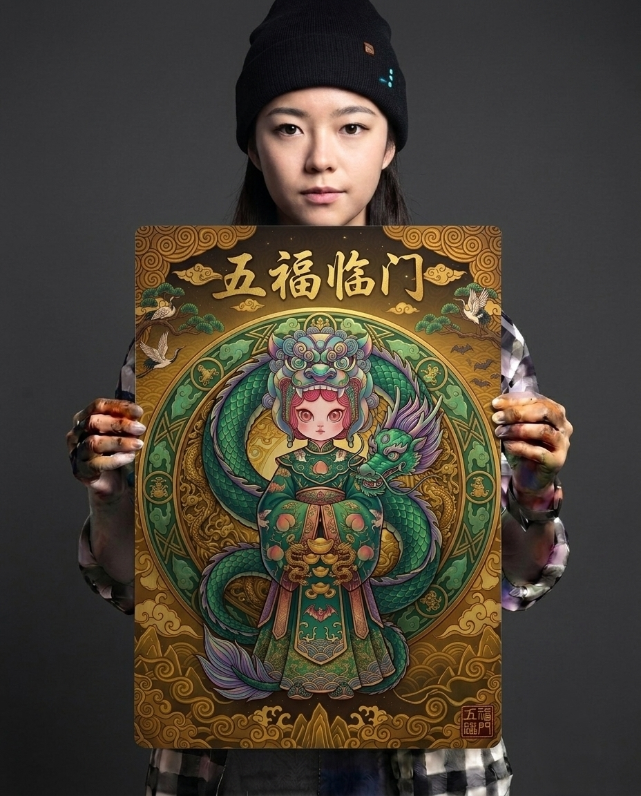 The Coiled Golden Dragon Metal Print Poster