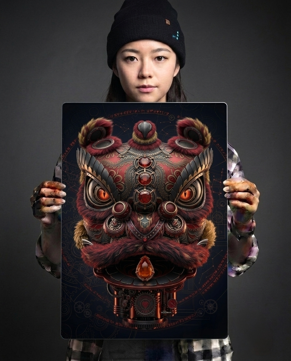 Fortune Lion Metal Print Poster