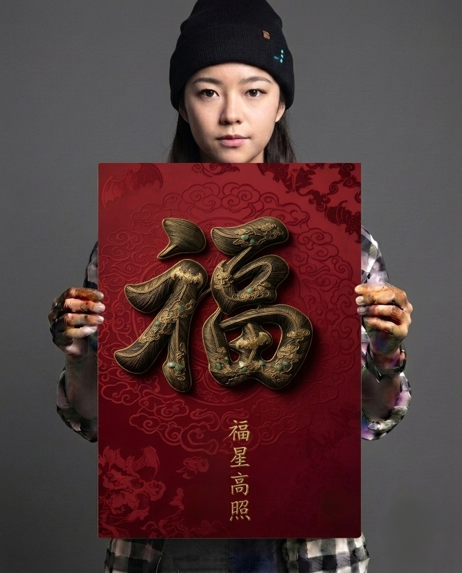 Obsidian & Gold: The Jade Inlaid Fu Metal Print Poster