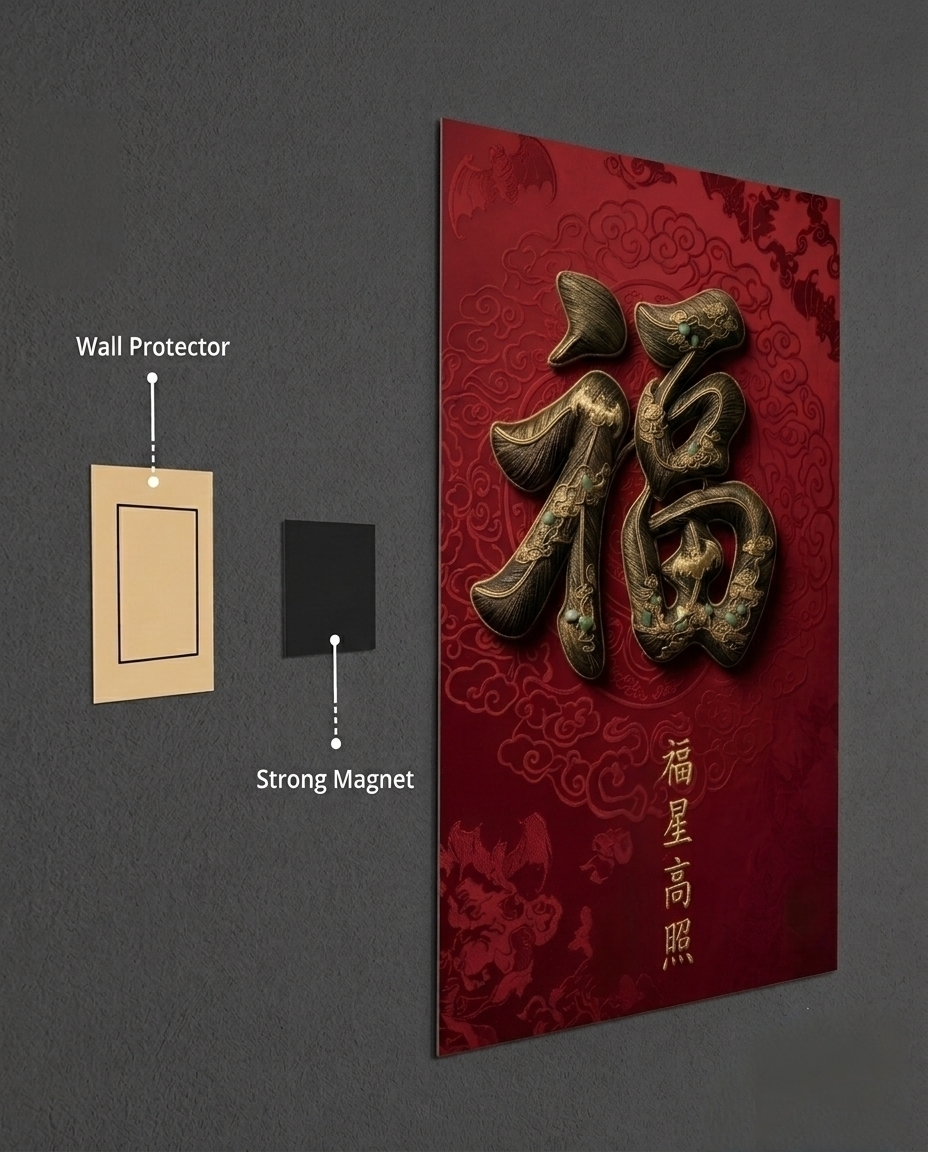 Obsidian & Gold: The Jade Inlaid Fu Metal Print Poster
