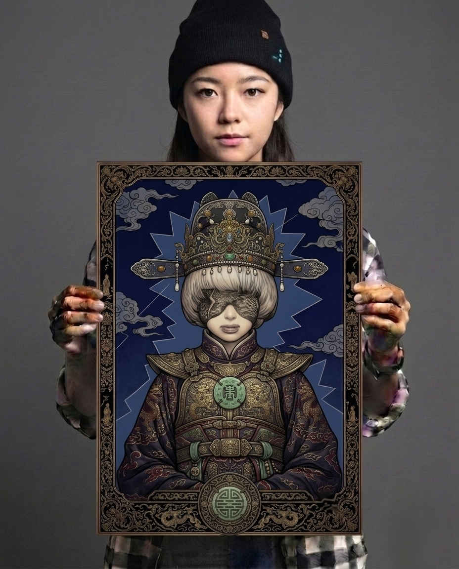 Guochao Oracle: Thunder & Silk Metal Print Poster
