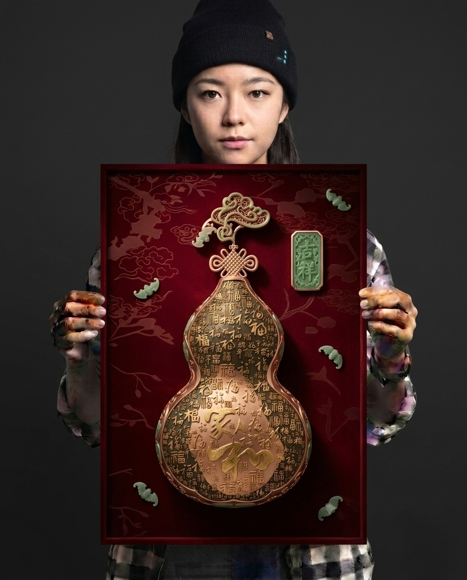 The Auspicious Gourd of Family Harmony Metal Print Poster