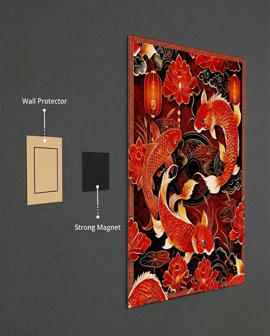 The Golden Koi: Circle of Prosperity Metal Print Poster